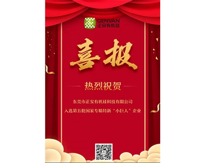 Dongguan Genvan Silicone Technology Co., LTD., subsidiary of Genvan Group, wins the title of National SRDI 